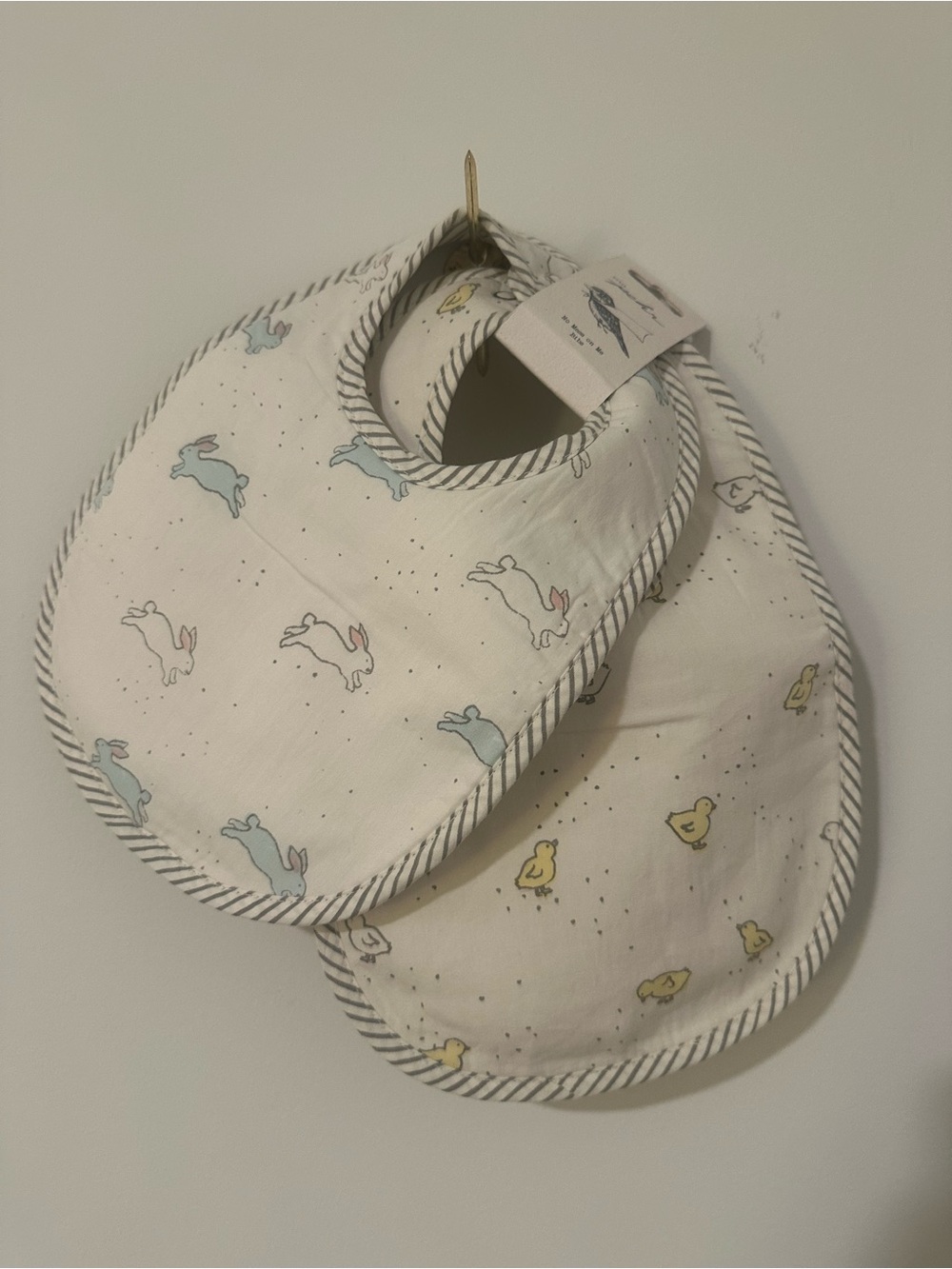 Pehr Baby Bib Set with Bunny & Chick Print NWT
